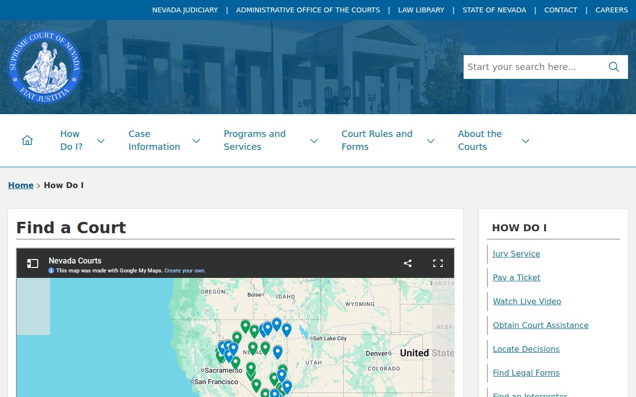 Nevada criminal history Find a Court directory