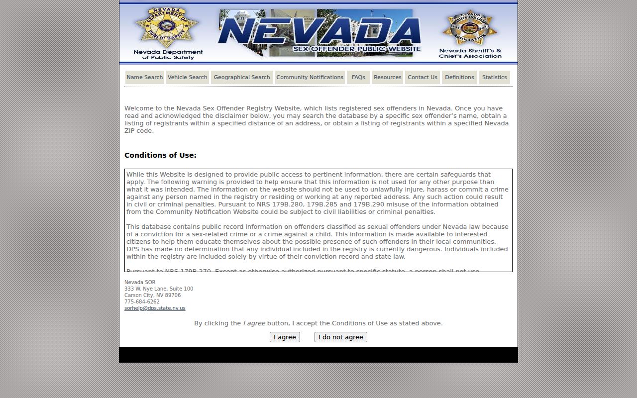 Nevada sex offender geographical radius search